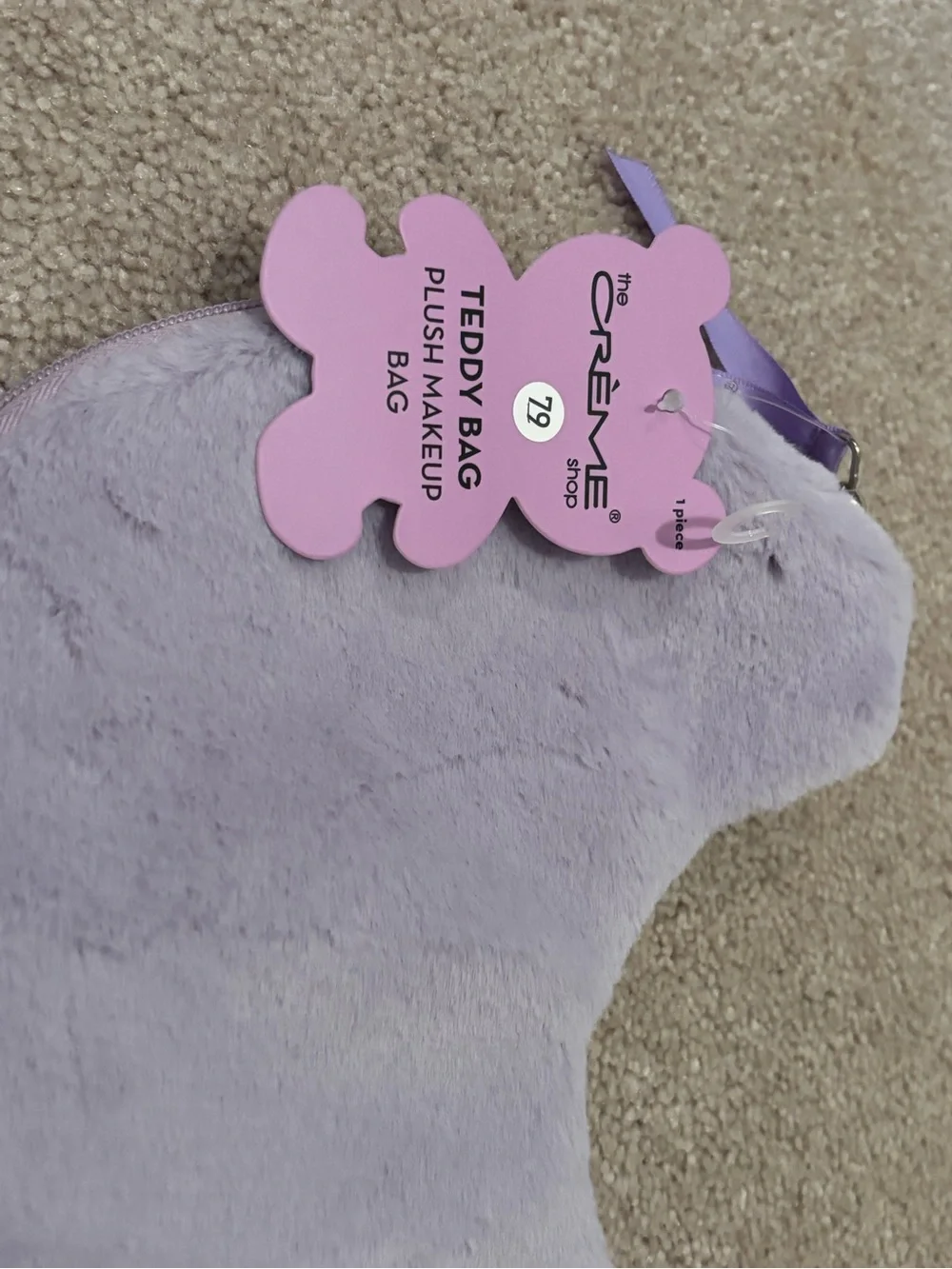 The Crème Shop Teddy Bag Plush Makeup Lavender Bag New